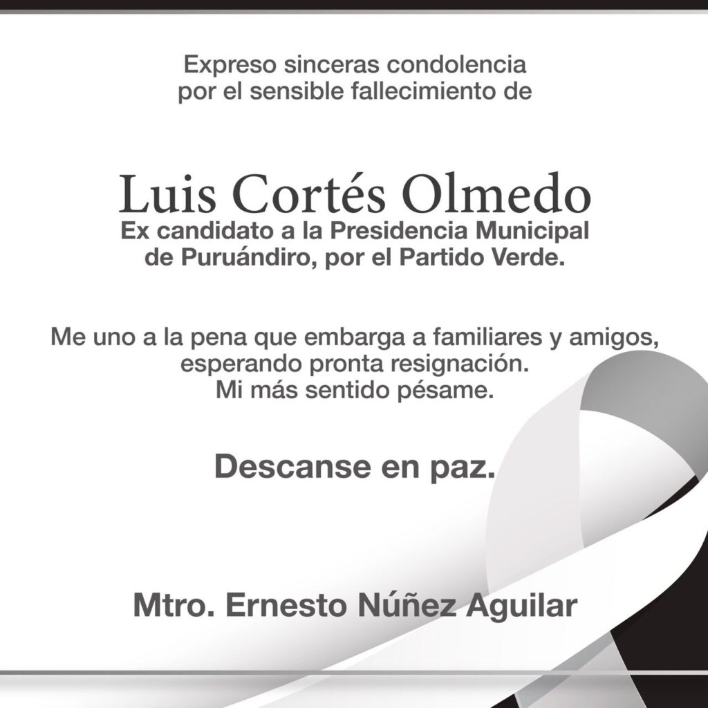 Pide Partido Verde se esclarezca asesinato de excandidato a la presidencia de Puruándiro