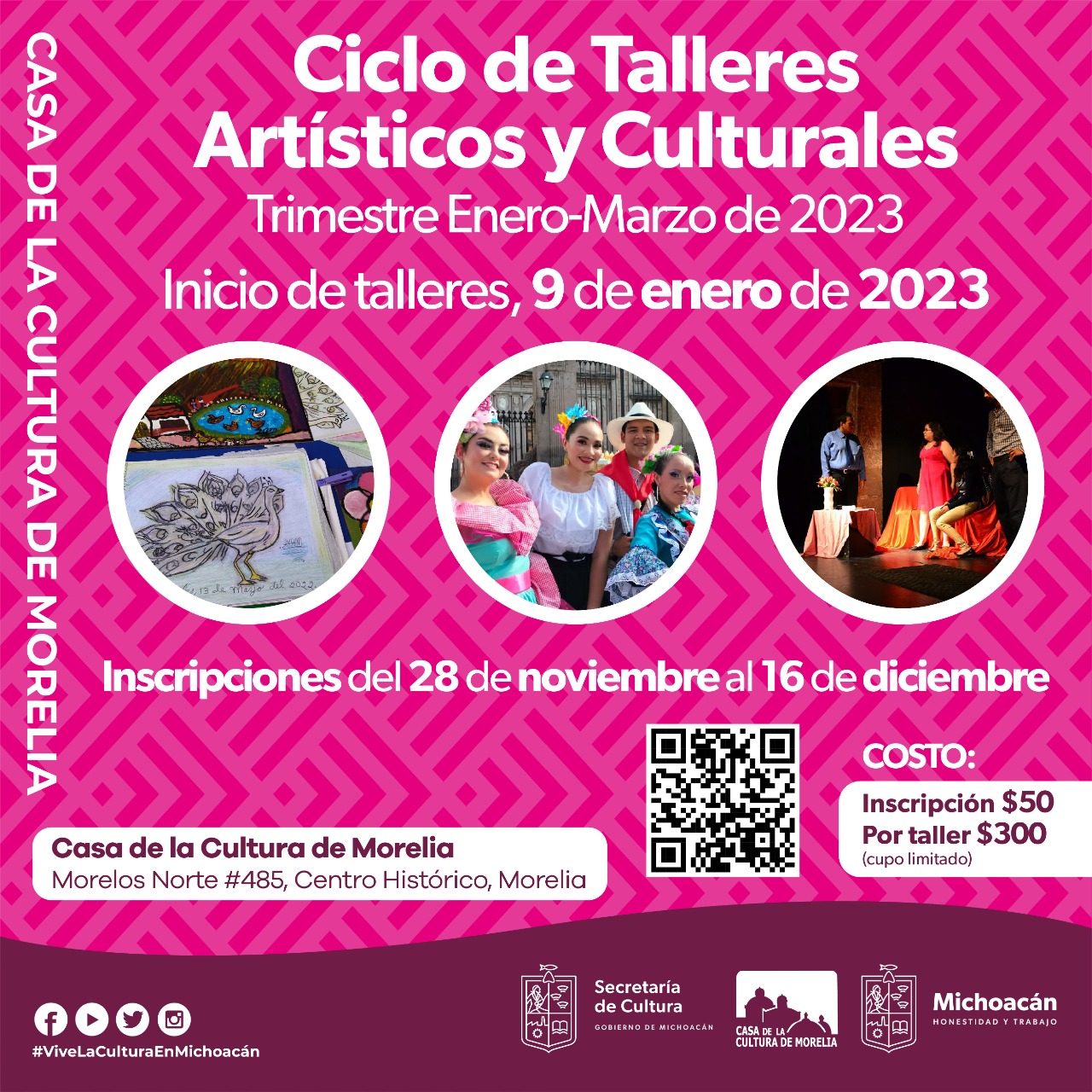 Inician inscripciones para los talleres de la Casa de la Cultura de Morelia