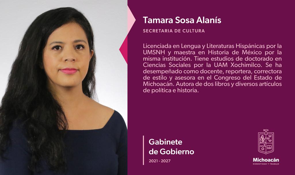 Tamara Sosa, nueva secretaria de Cultura en Michoacán