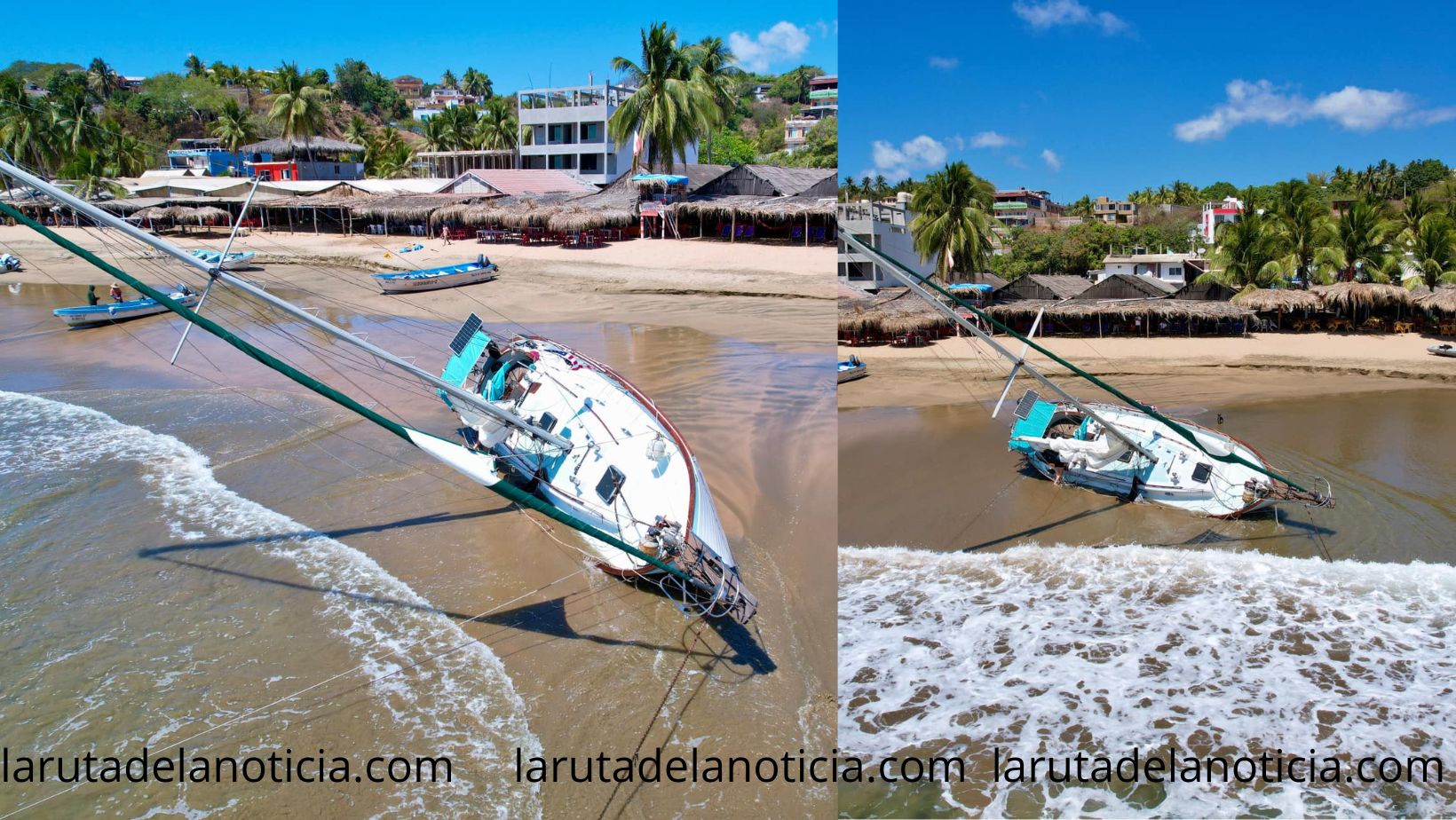 Un velero terminó encallado en la Bahía de Caleta de Campos