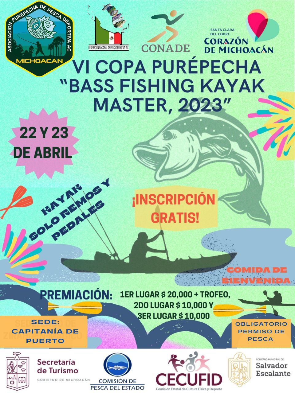 Invita Compesca a la VI Copa Purépecha Bass Fishing Kayak Master