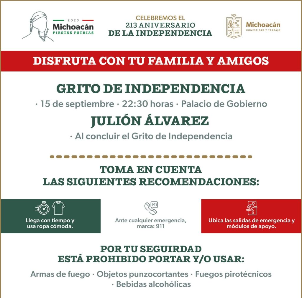 Disfruta en familia el Grito de Independencia, la música de Julión y el espectáculo de pirotecnia