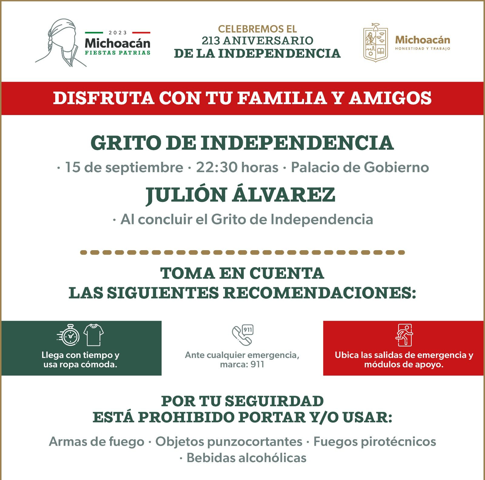 Disfruta en familia el Grito de Independencia, la música de Julión y el espectáculo de pirotecnia