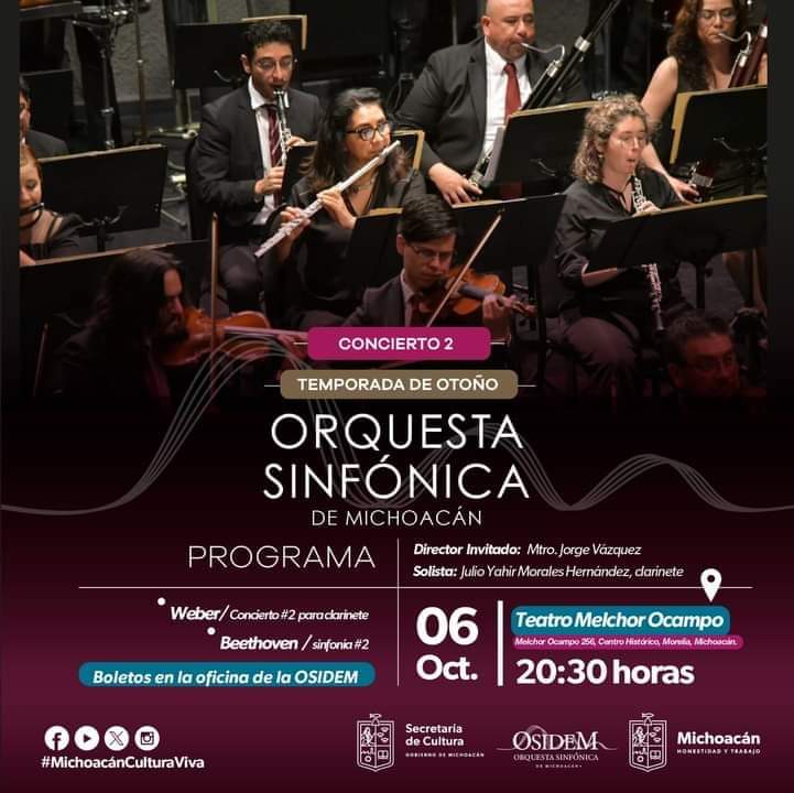 Osidem ofrecerá concierto de otoño con obras de Weber y Beethoven