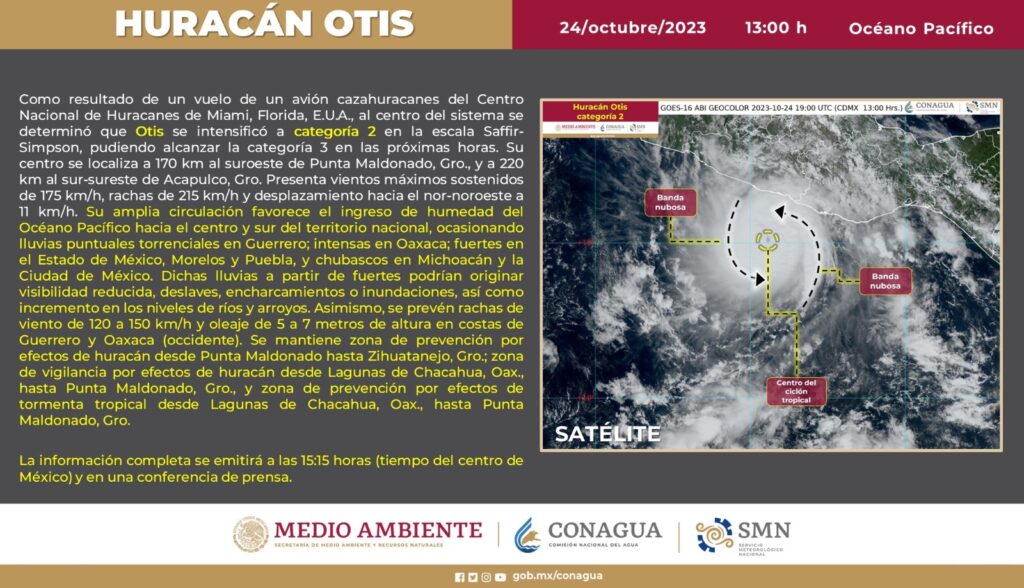 En alerta, Costa y Tierra Caliente de Michoacán por huracán Otis: PC