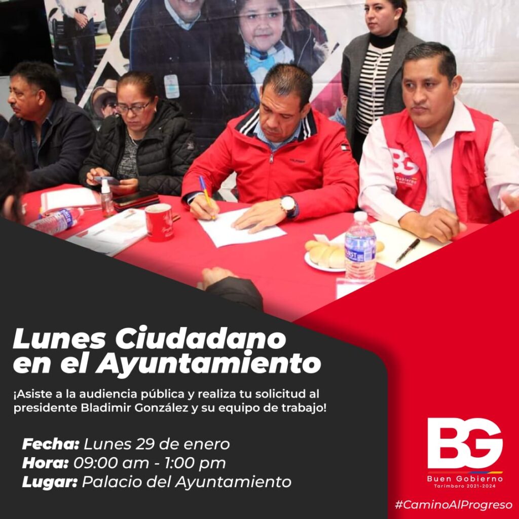 Buen Gobierno de Tarímbaro invita al próximo Lunes Ciudadano