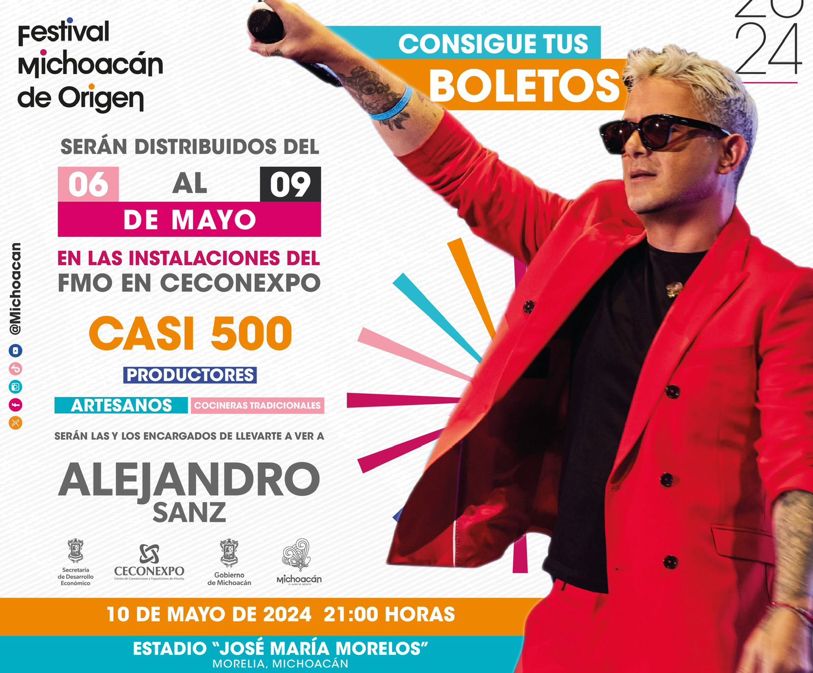 Hoy inicia entrega de boletos para el concierto de Alejandro Sanz en el Festival de Origen