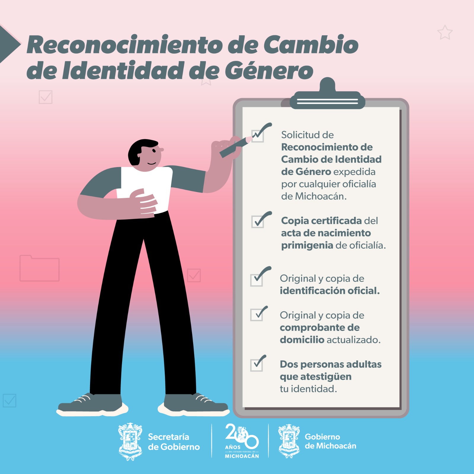 Conoce los requisitos para tramitar sin costo el cambio de identidad de género