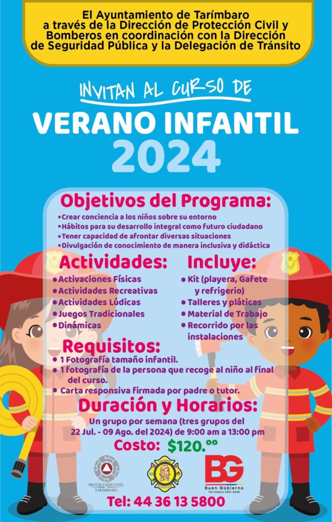 El Buen Gobierno de Tarímbaro invita a la niñez tarimbarense al Curso de Verano 2024