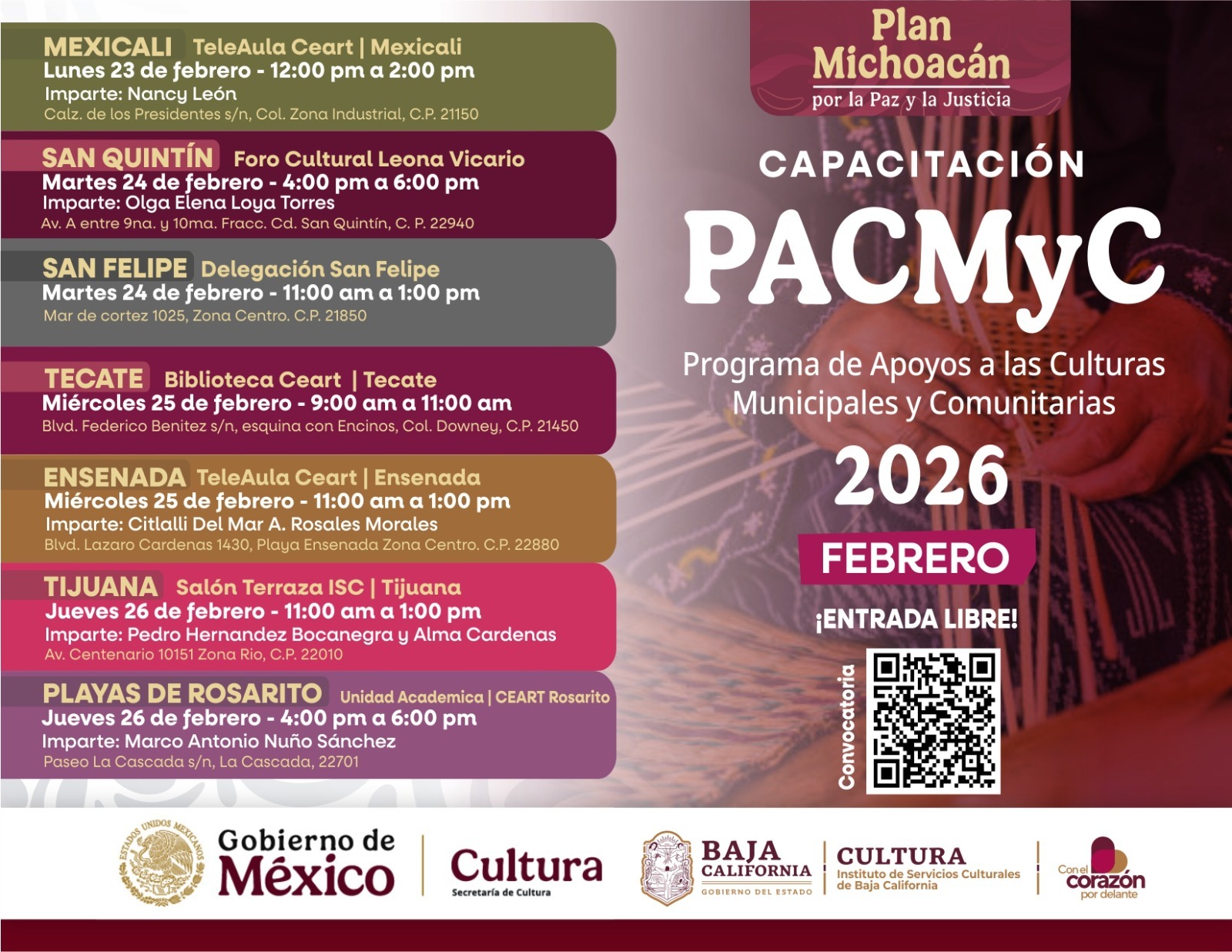 ARRANCAN CAPACITACIONES PACMyC 2026 PARA FORTALECER PROYECTOS CULTURALES COMUNITARIOS EN BAJA CALIFORNIA