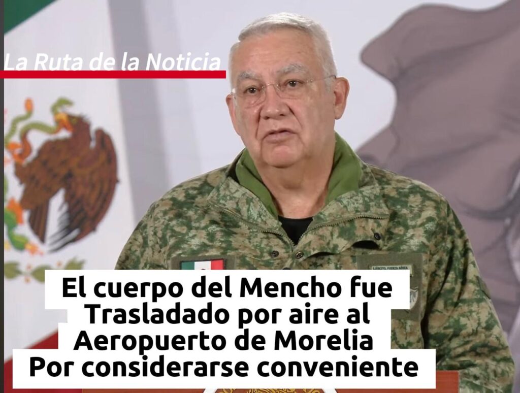 El cuerpo del Mencho fue trasladado por aire al Aeropuerto de Morelia